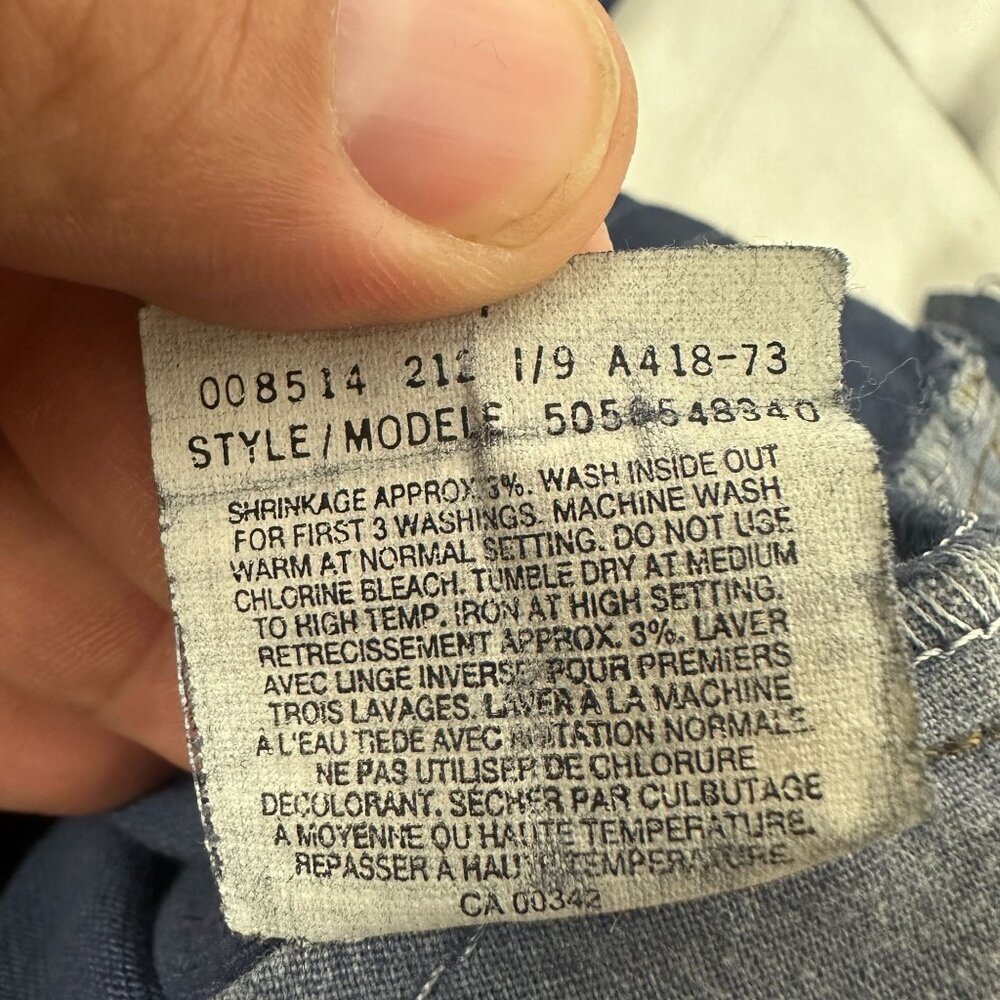 Levis 505 Mens Original Fit Jeans 34x32 100% Cotton Mid-Rise Blue - Picture 7 of 7